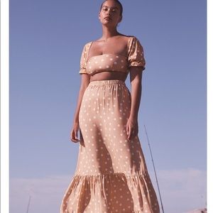 NWT Peony Macadamia Puff Dot Bandeau Bikini US Small 6 Free People Swim